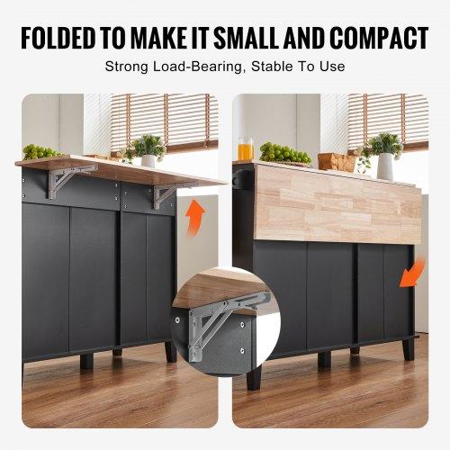 VEVOR Kitchen Island Cart, 50" Wood Top Breakfast Bar with Trash Cabinet Tilt Out 10 Gallon Storage