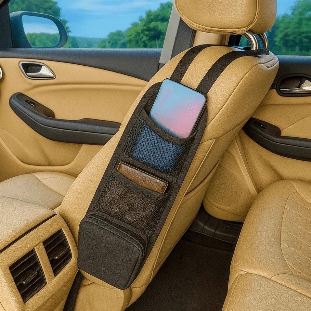 Sitzseiten-Aufbewahrungstasche aus Oxford-Stoff, leichte, aufhängbare Auto-Sitz-Aufbewahrungstasche mit Netztasche, praktische Tasche für Kleinkram
