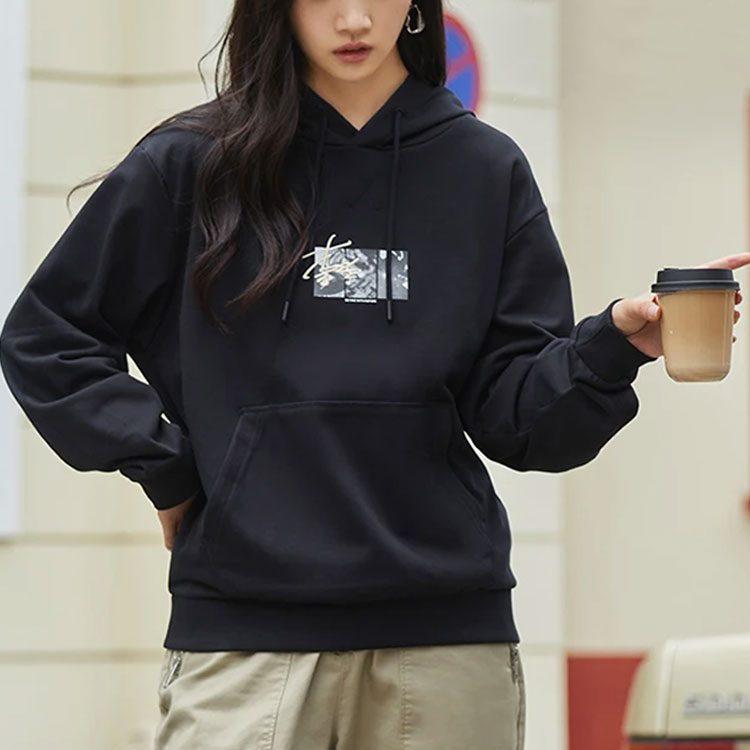 Li Ning Sports Fashion Collection Sweatshirts Unisex Black Hooded Moderate Regular AWDR471-3