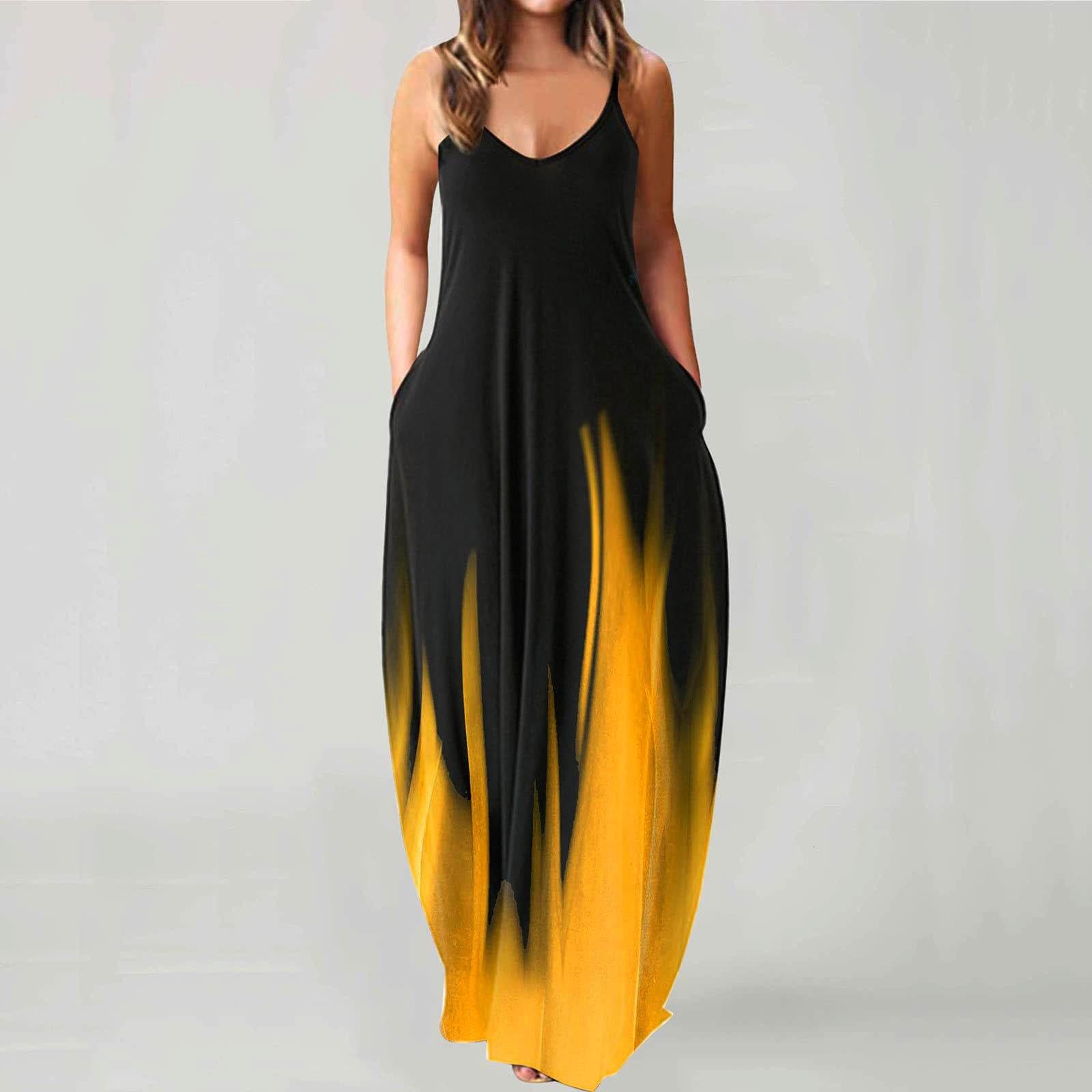 

Жіноча повсякденна довга сукня з принтом із зав’язками і градієнтним рендерингом L золотий