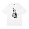 Stussy Style Mens Loose Fit Cotton Crew Neck Short Sleeve T-Shirt With Cartoon Print Casual Tee