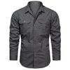 Men's Casual Tooling Long Sleeve Shirt 2026 Autumn Multi-Pocket Large Size Pure Cotton Military Jacket Middle-aged Youth Shirt