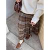Women's Retro Plaid A-line Wool Skirt - Japanese Style, Autumn/Winter, Mid-length, Thickened