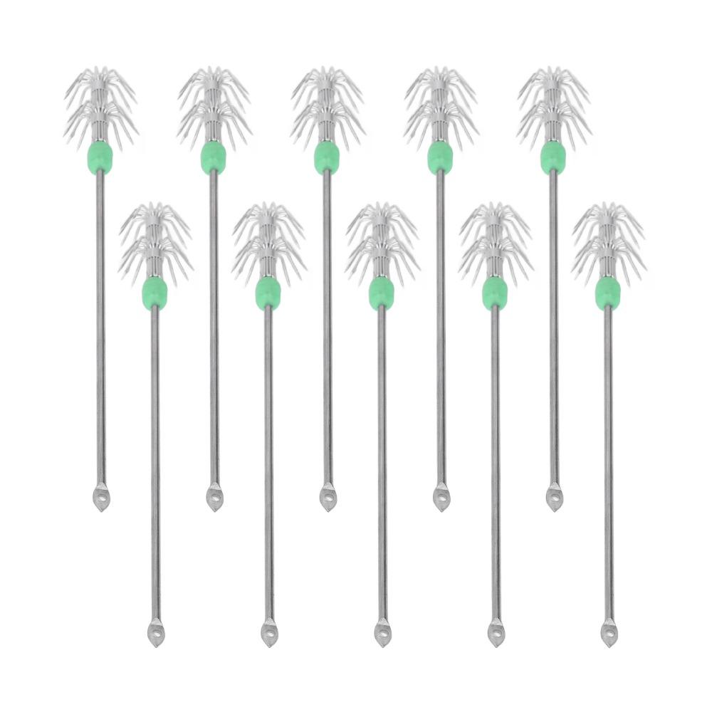 10PCS Double Layer Squid Fishing Jig Hook Long Handle Squid Hooks Squid Baits Hook  Squid Fishing