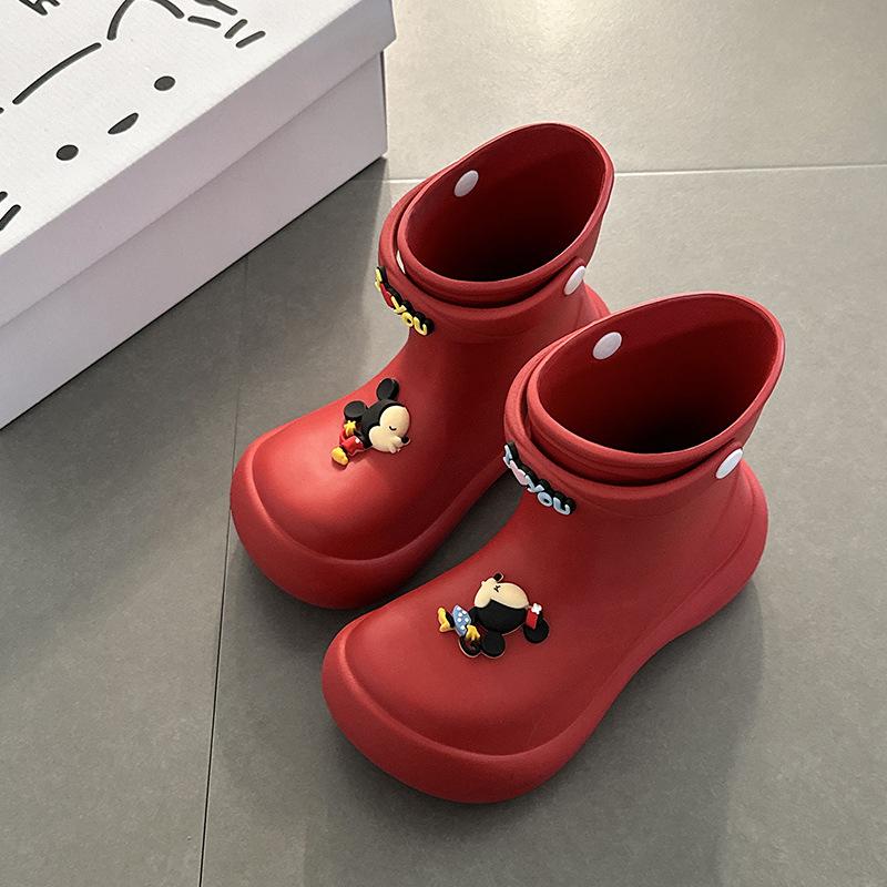 Anime niedlich Cartoon Mickey Plateau Gummistiefel rutschfest Sommer Mode hässlich süß wasserdicht Oberbekleidung vielseitig mittelhochschaft Regenschuhe