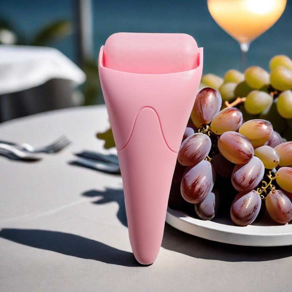 Pink Silent Ice Facial Massage Roller - Cold Compress and Lifting Tool