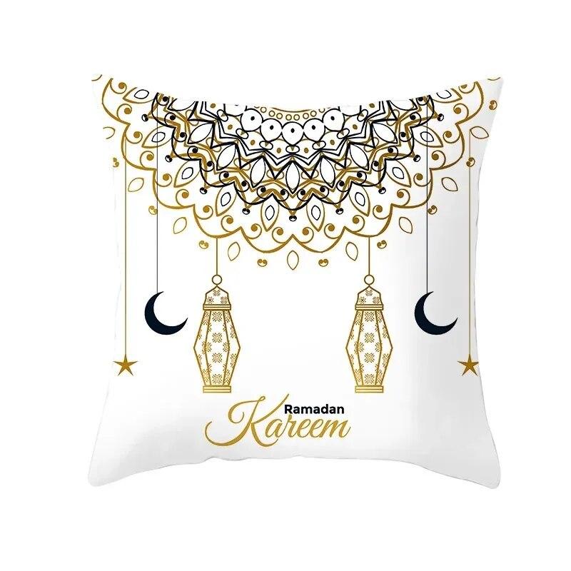 45x45cm Ramadan Decoration 2024 Home Mubarak Cushion Cover Cotton Eid Islamic Muslim Happy Eid Mosque Party Supplies