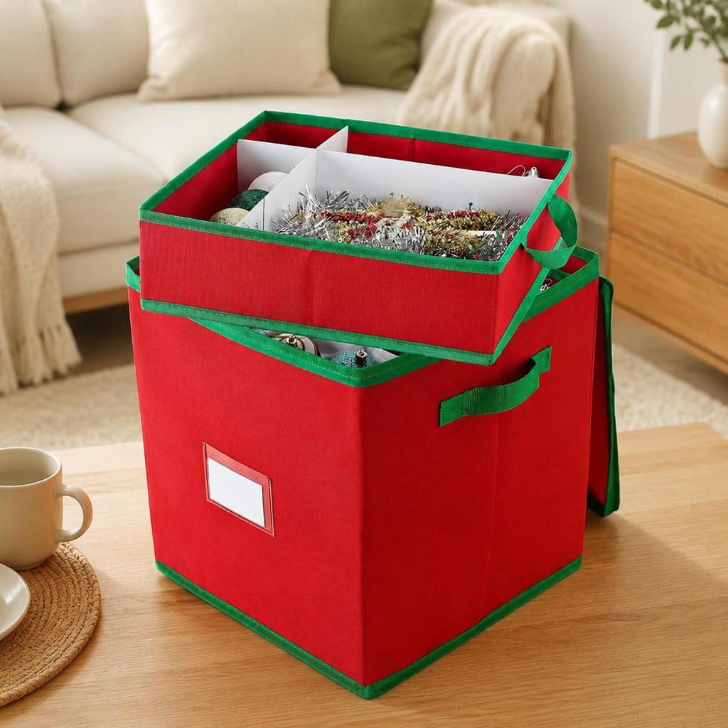 Organizer Portable Christmas Decoration Storage Box with Dividers Lightweight