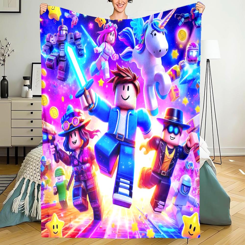 Roblox Theme Printed Blanket - Perfect for Couch, Bed, Travel & Outdoor Use | Machine Washable, Cozy & Durable.