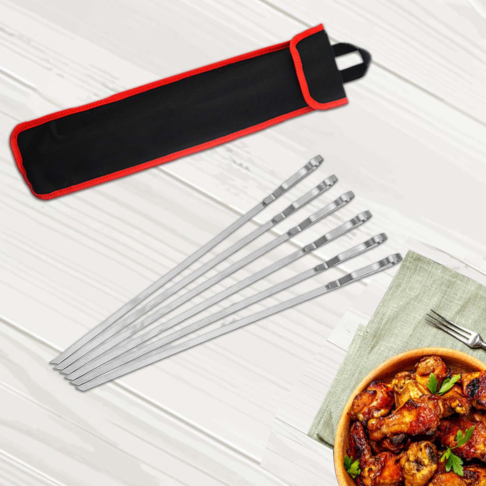 6Pcs Kebab Skewers Heat Resistant Stainless Steel Grilling Skewers Set Kabob Skewers for BBQ Vegetables Kabob Grilling Meats