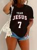 TEAM JESUS Women's Oversized T-Shirt - TEAM JESUS Letter Print Short Sleeve Round Neck Suitable for