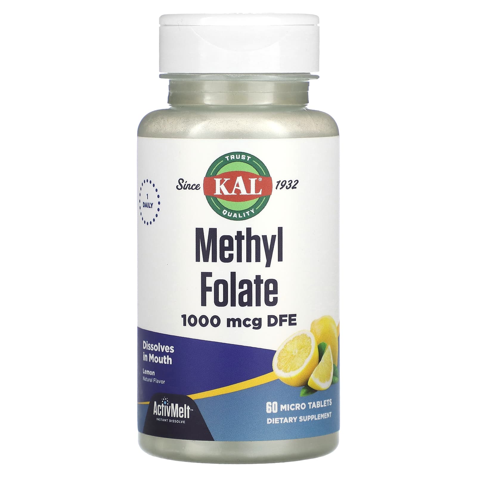 

KAL, Methyl Folate, Lemon Flavor, 1000 mcg, 60 Micro Tablets