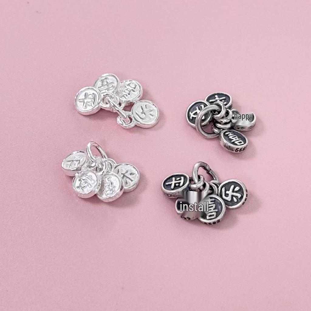 S999 Sterling Silver Pendant: Attract Wealth, Blessings, Peace, and Joy - Chinese Style DIY Crystal Bracelet/Necklace Beading Rope Accessory