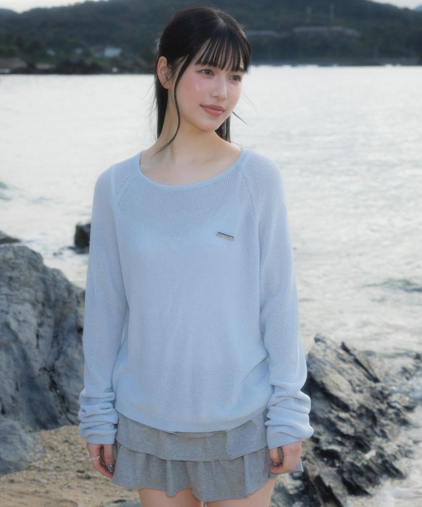 ROSEFRANTZ Boatneck Sheer Basic Knit [Sky Blue]