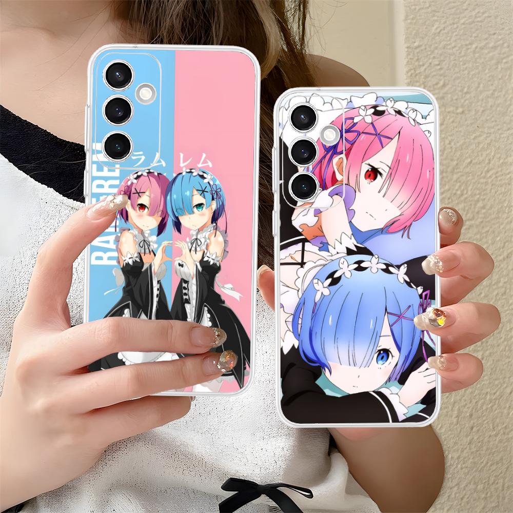 ReZero Rem Ram Clear Mobile Phone Case for Samsung Galaxy S25 S24 S23 S22 S21Plus FE Ultra Colorful Cover