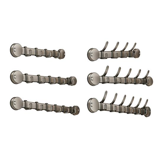 Heavy-Duty Suction Cup Wall Hook Rack with 5 Hooks No-Drill Adhesive Organizer for Bathroom Kitchen Entryway Rust-Proof Storage Hooks for Coats