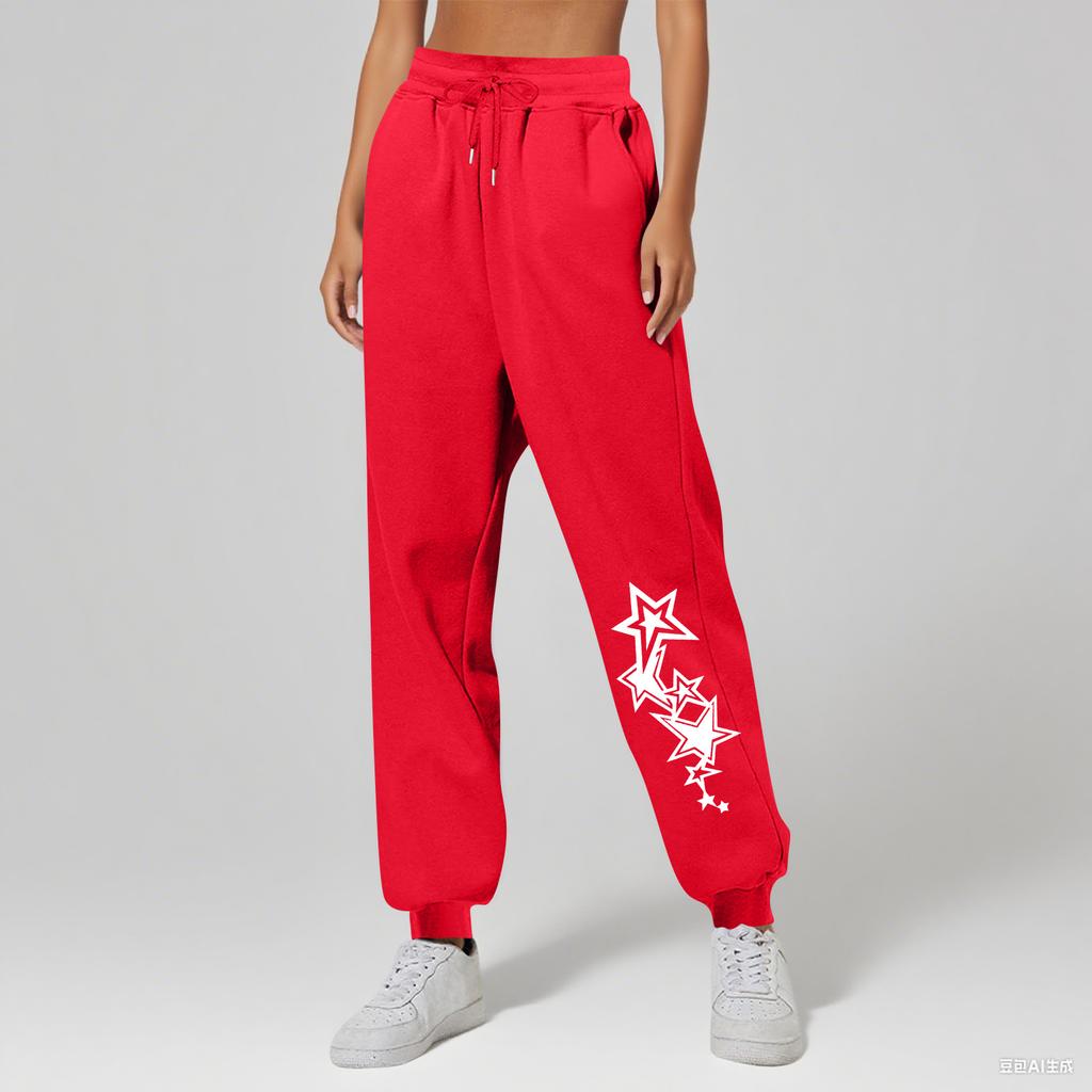 Ladies' Printed Unisex Casual Pocket Drawstring  Pants