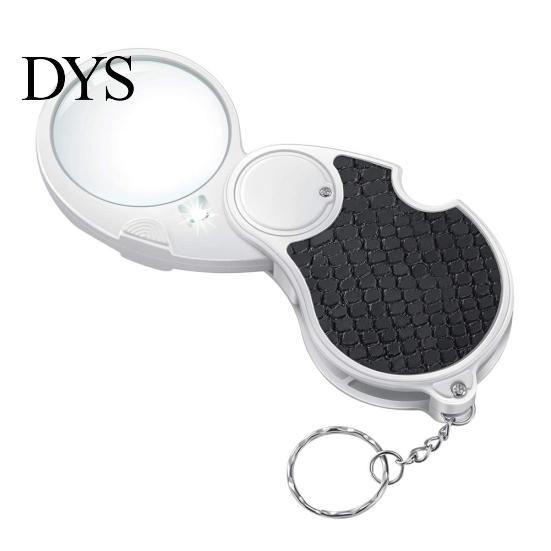 5X Foldable Magnifier LED Light Magnifying Lens Jewelry Reading Loupe Keychain