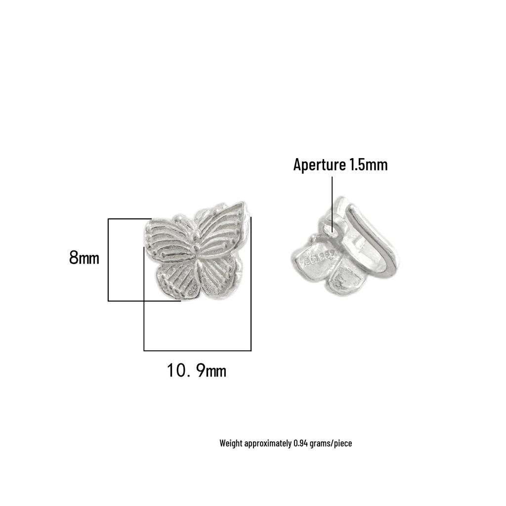S999 Sterling Silver Butterfly Clasp Pendant - Chinese Style DIY Jewelry Accessory for Bracelets & Necklaces