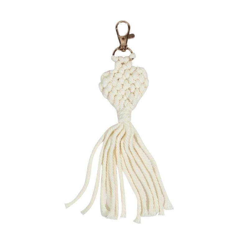 Kreative herzförmige Mini-Makramee-Schlüsselanhänger Boho handgewebte Quasten-Schlüsselanhänger für Autoschlüssel, Handtasche, Telefon, Geldbörse, Hochzeitsgeschenk