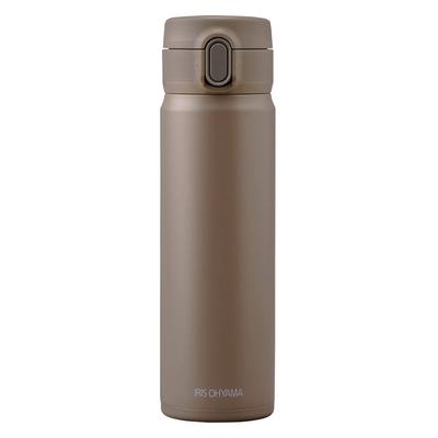 IRIS OHYAMA Water Stainless Steel Mug Drinking Easy To Wash Vacuum Keeps for 6 Mocha Bottle, 500ml, Bottle, One-Touch, One-handed Unlock, Mouth,