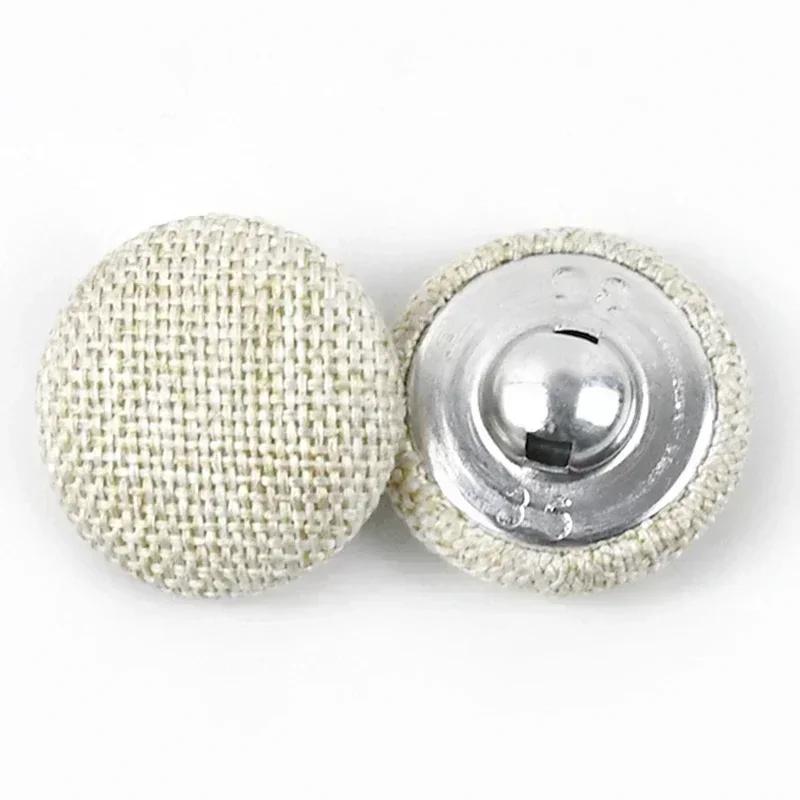 30Pcs Meetee 15-30mm Colorful Cloth Covered Button Linen Fabric Round Metal Shank Buttons DIY Clothing Home Sewing Accessories