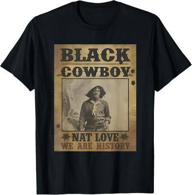 T-shirt Nera Cowboy Western Rodeo Melanina Storia Nera Texas Uomo