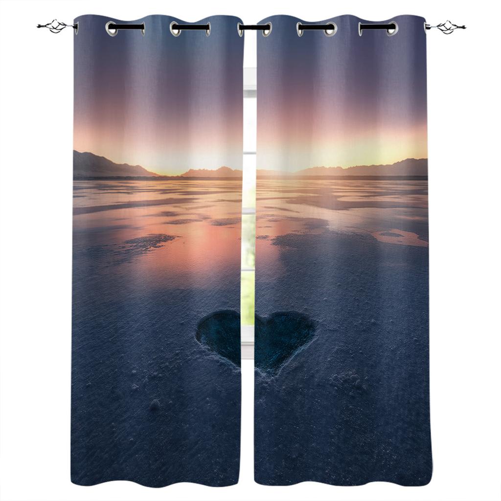 Beautiful Snow Scene Home Decor Window Curtains Bedroom Kitchen Curtain Panel Curtains for Living Room