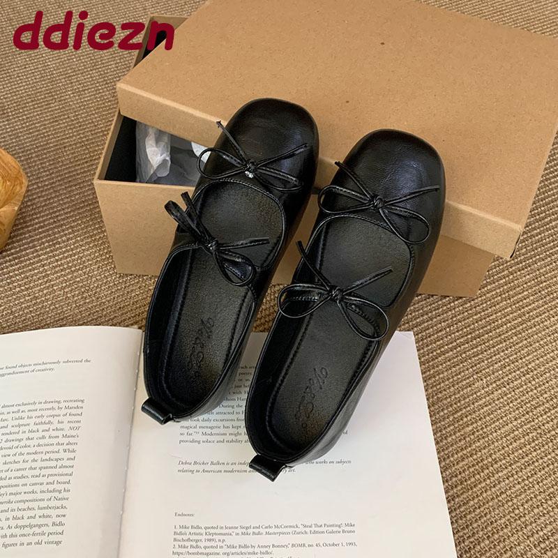 Mode Mode Schleife Damen Ballerinas Slipper Schuhe Damen Quadratische Zehenpartie Schuhe Weiche Flache Damen Mary Janes Ballerinas Schuhe
