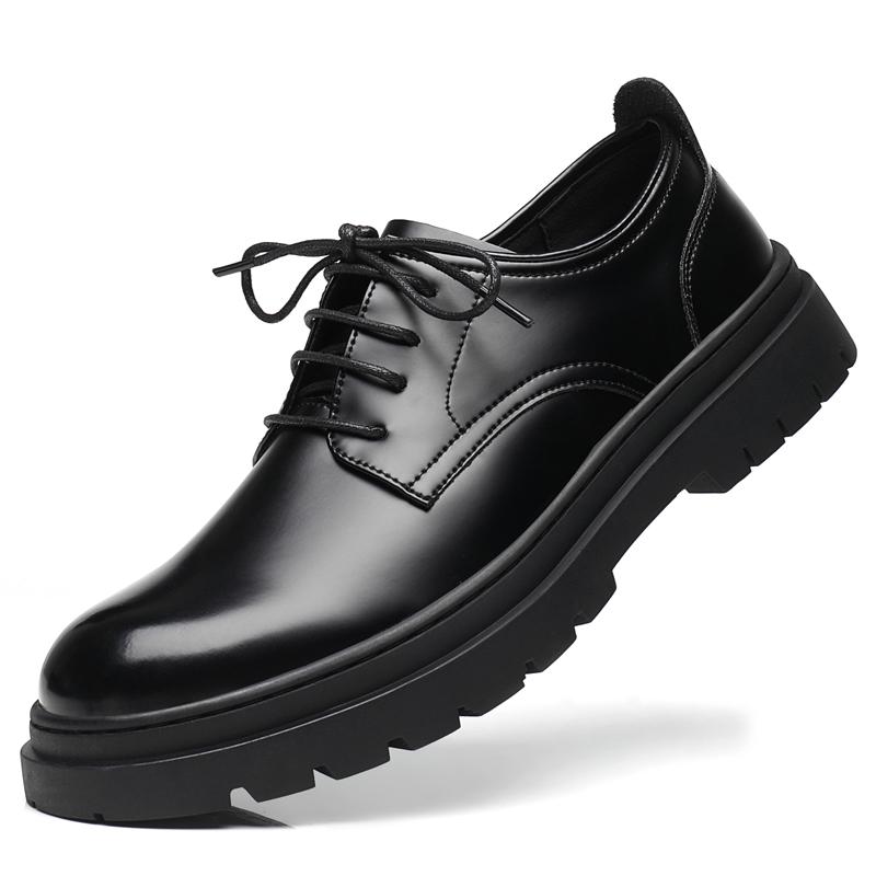 Derby Patent Leather Men's Shoes Fashionable and Versatile British Style Daily Leisure Business and Office Classic Groom's Shoes