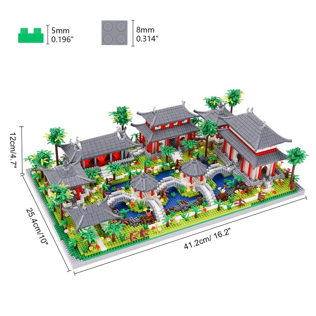 LULUFUN Microblock Suzhou Classical Backyard 3D Suzhou World Heritage Kids and Celebration New Birthday Christmas Gift Garden, Garden, Toy, Puzzle,