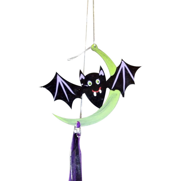 Bat Pendant with Purple and Black Ribbons