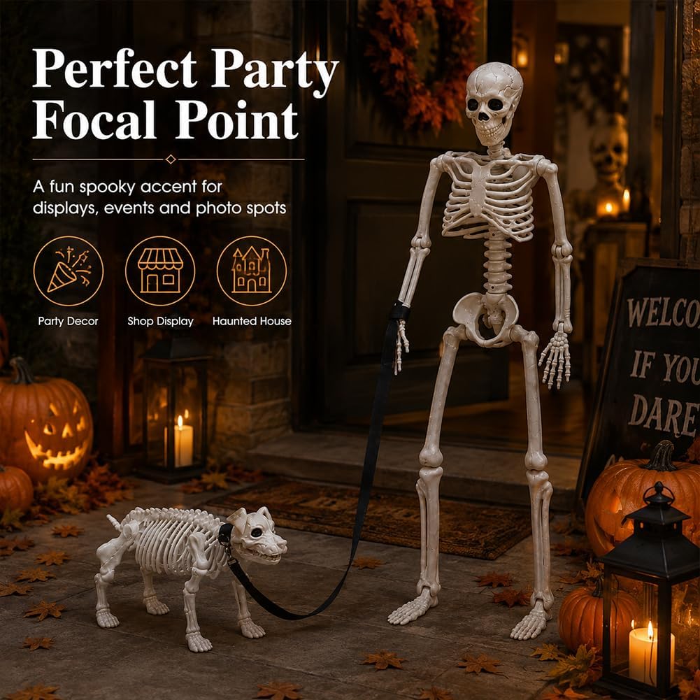 Halloween Skull Dog Decor Set White