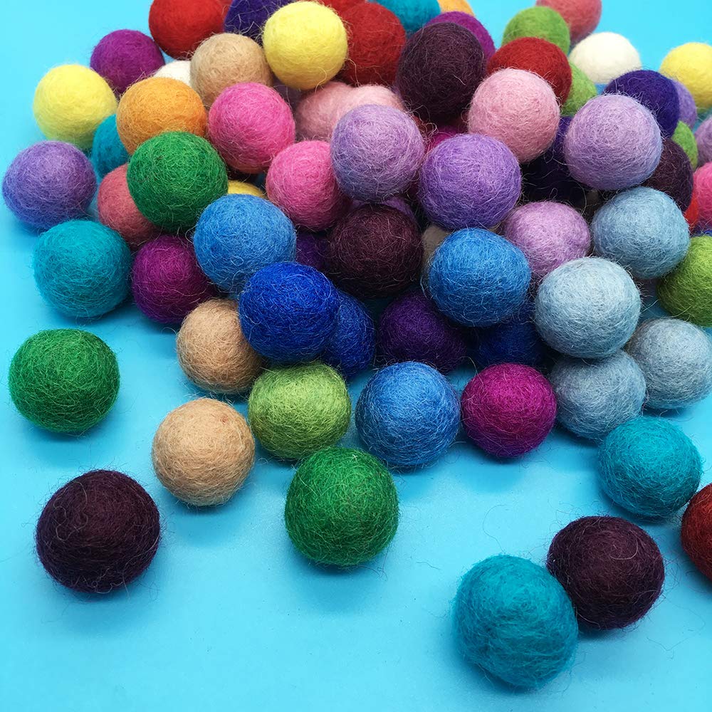 100 Wool Balls Felt Colorful Garland Wool Fiber Diameter 2cm Balls Ultra Lightweight Cute 20 Colors Party Decoration