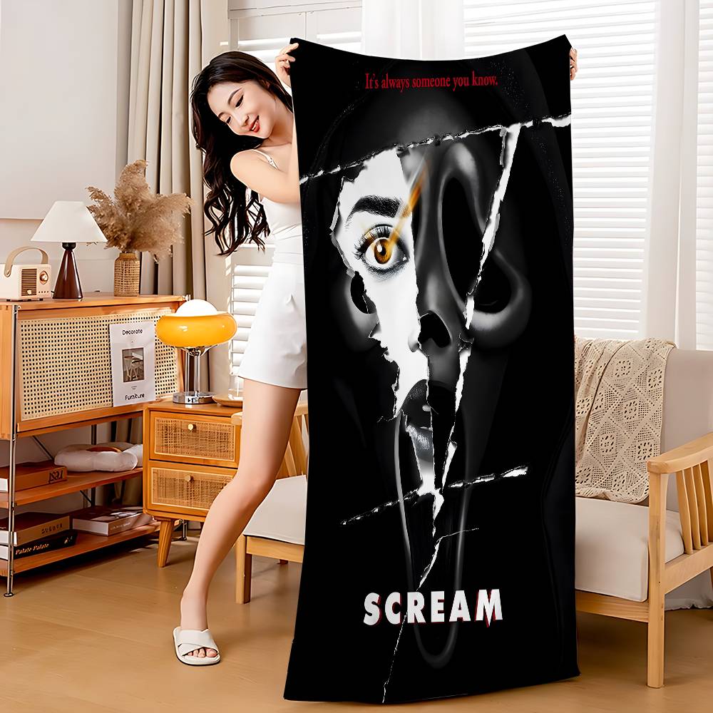 Scream Horror Movie Anime Beach Towel Colorful Bath Towels for Quick Dry Custom Sand Free Beach Yoga Spa Gym Pool