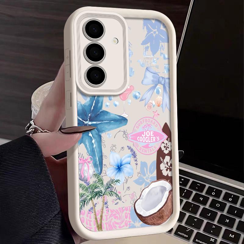 Crab Fish Floral Heart-Shaped Stars Phone TPU Case For Samsung Galaxy S21 S22 S23 FE S24 Plus S25 A16 A35 A54 A55 5G Ultra Cover