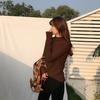2023 Korean Style Women's Slim Fit Half-High Collar Long-Sleeve Solid Color T-Shirt for Early Autumn