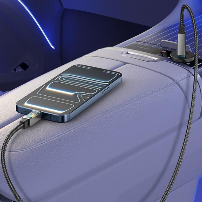 240W USB-C to USB-C PD Fast Charging Cable Digital Display High Speed Data Sync Cord for  15  Car Travel Use