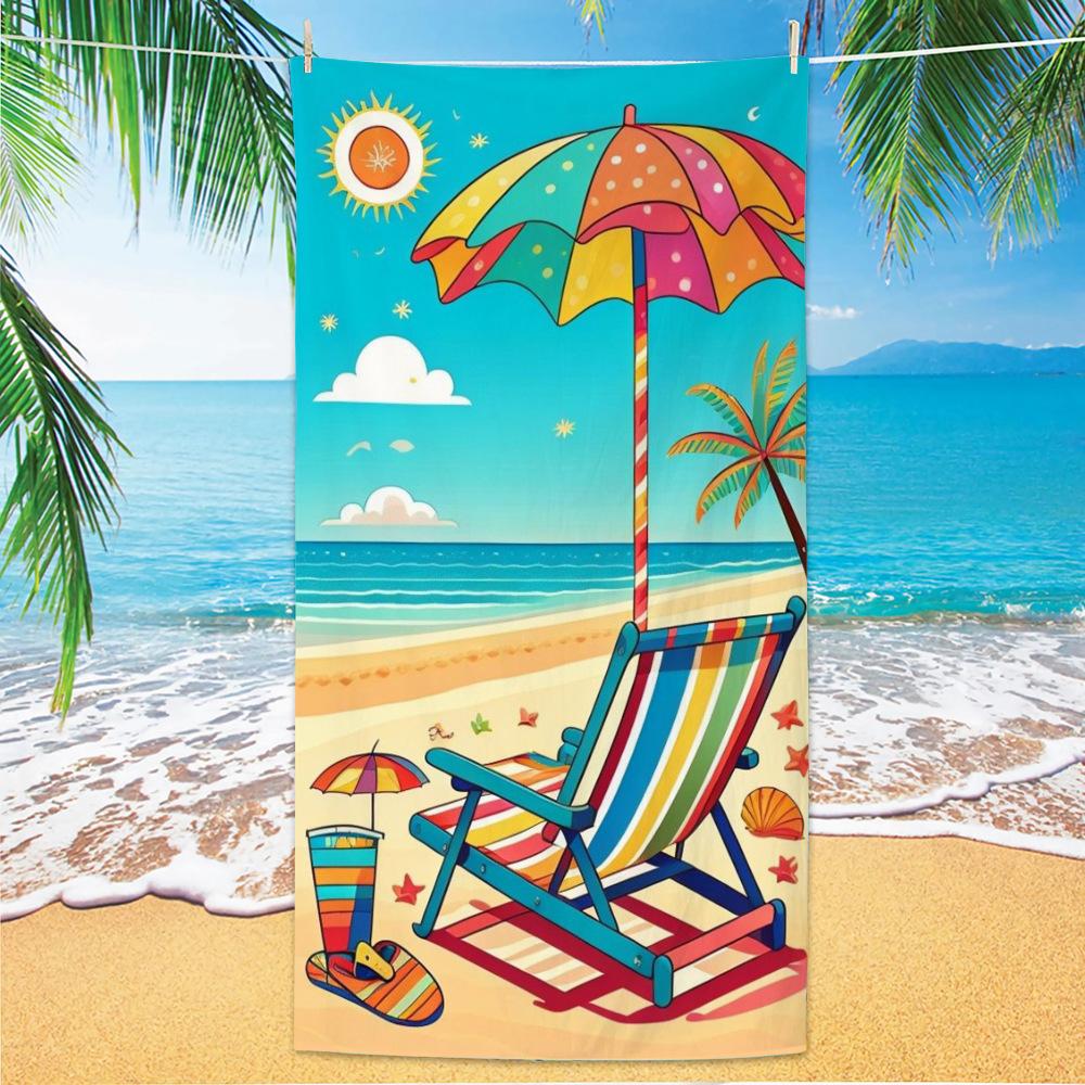 Ultra Fine Fiber Beach Towels, Beach Swimming Speed Drying Velvet Bath Towels, Printed Fashionable Bath Towels Towels Face Towel