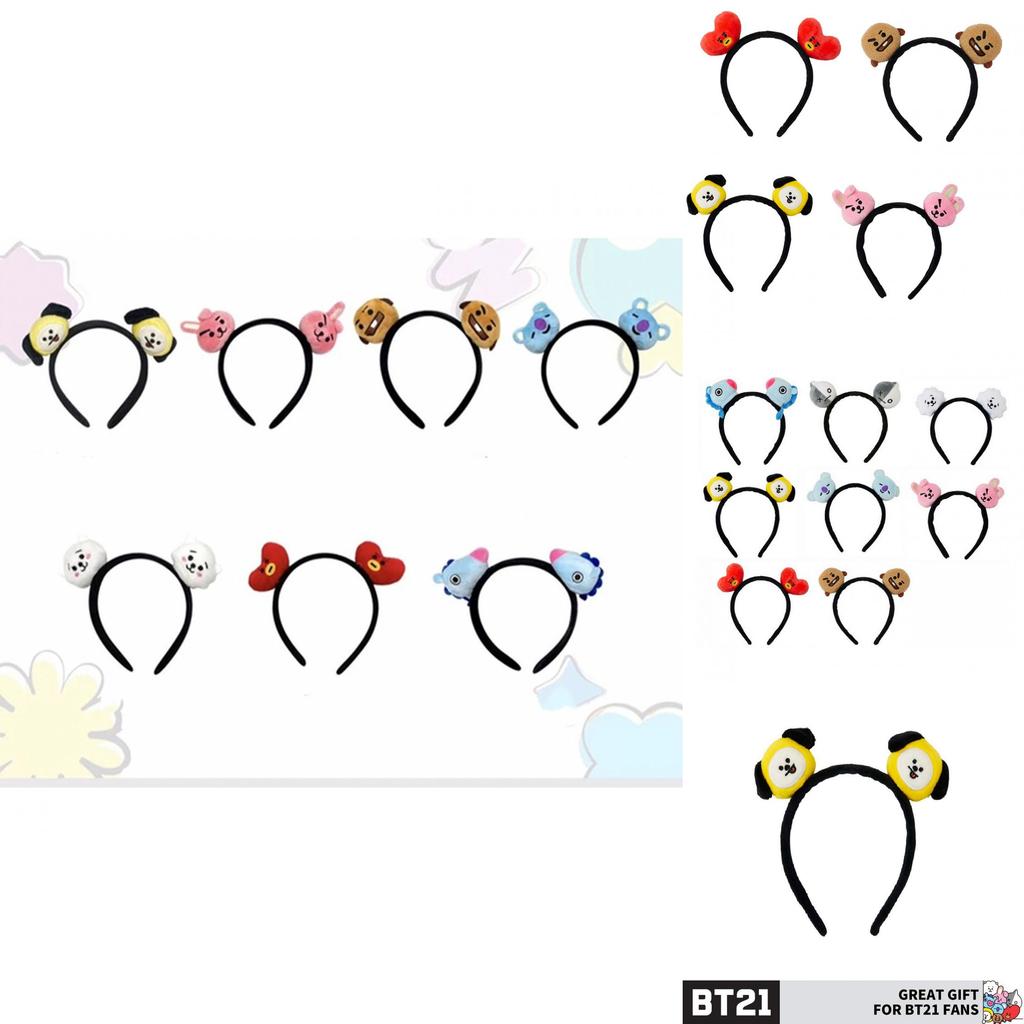 Bt21 Line Friends 3D Plüsch Stirnband für Frauen Weich und Bequem Chimmy Ohren Haarreif Band