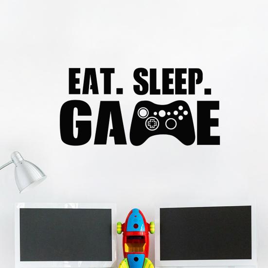 Glow In The Dark Eat Sleep Game Wall Decal, Luminous Gamer Boy Wall Stickers, Video Game Decor, Gaming Controller Decals