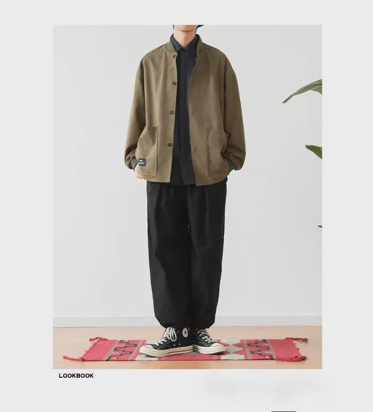 Jaqueta de beisebol unissex japonesa retrô de camurça com ombros caídos (Outono de 2022)