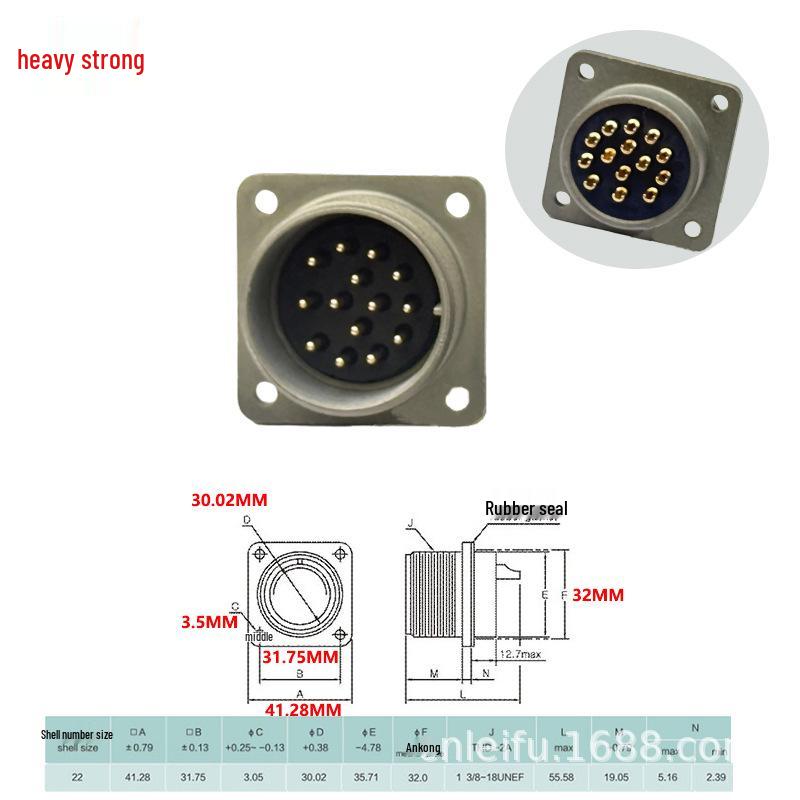 Heavy-Duty 14-Pin Male-Female Connector, US Standard Plug Socket (MS3106A22-19S, MS3102A22-19P)