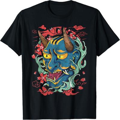 ONI Japanese Demon T-Shirt - Blue Demon Oni Mask