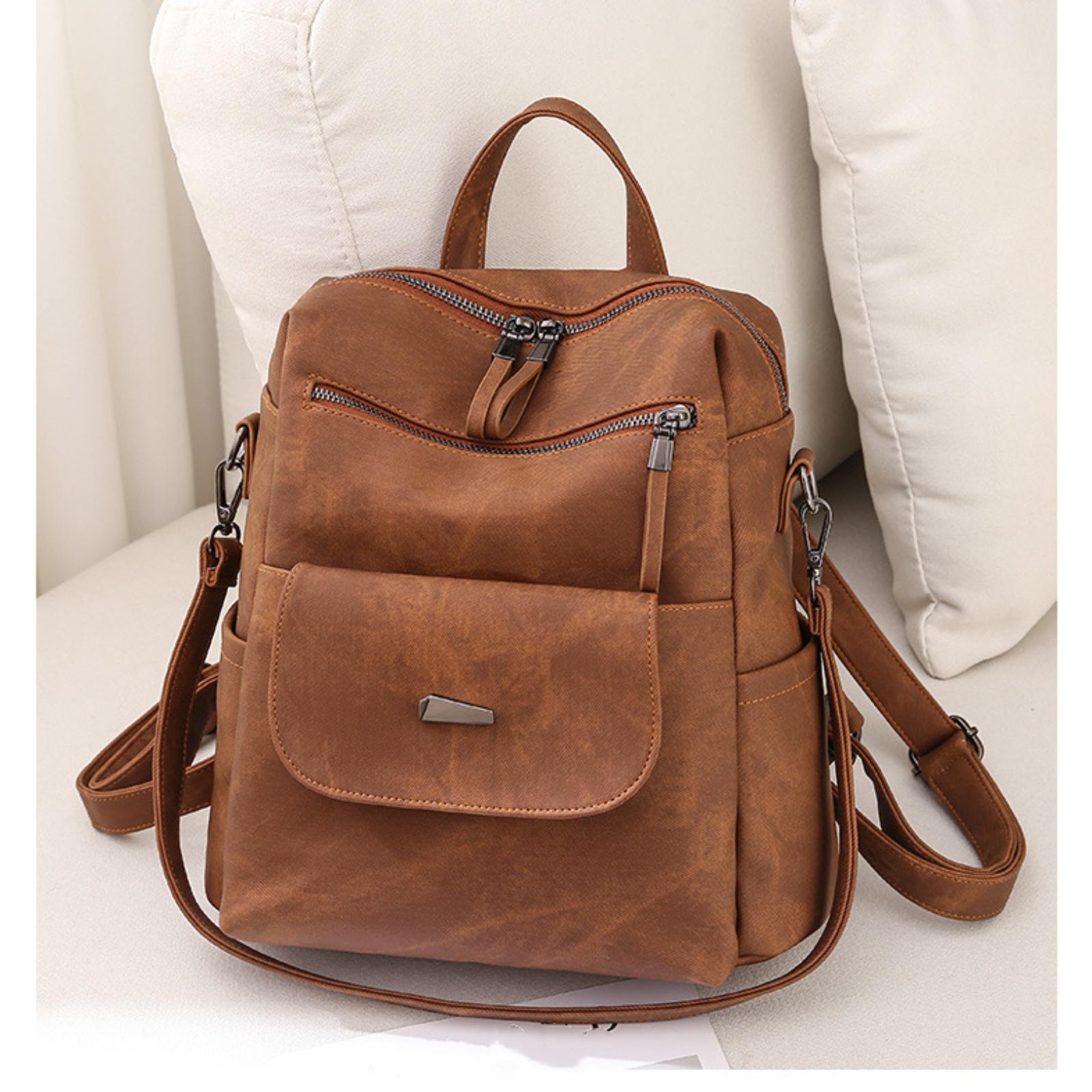 

Backpack Purse For Womens, PU Leather Backpacks Handbags, Ladies Casual Shoulder Bags Brown One Size коричневый
