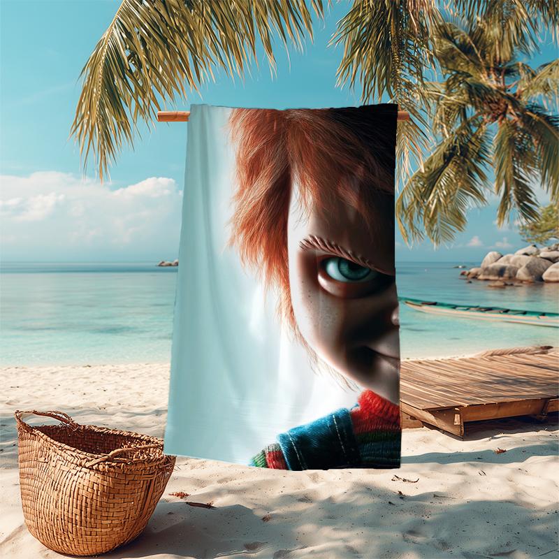 1Pc Horror Doll Device Beach Towel Microfiber Beach Towel Thin Absorbent For Beach Swimming Yoga Bath Sports 0917301