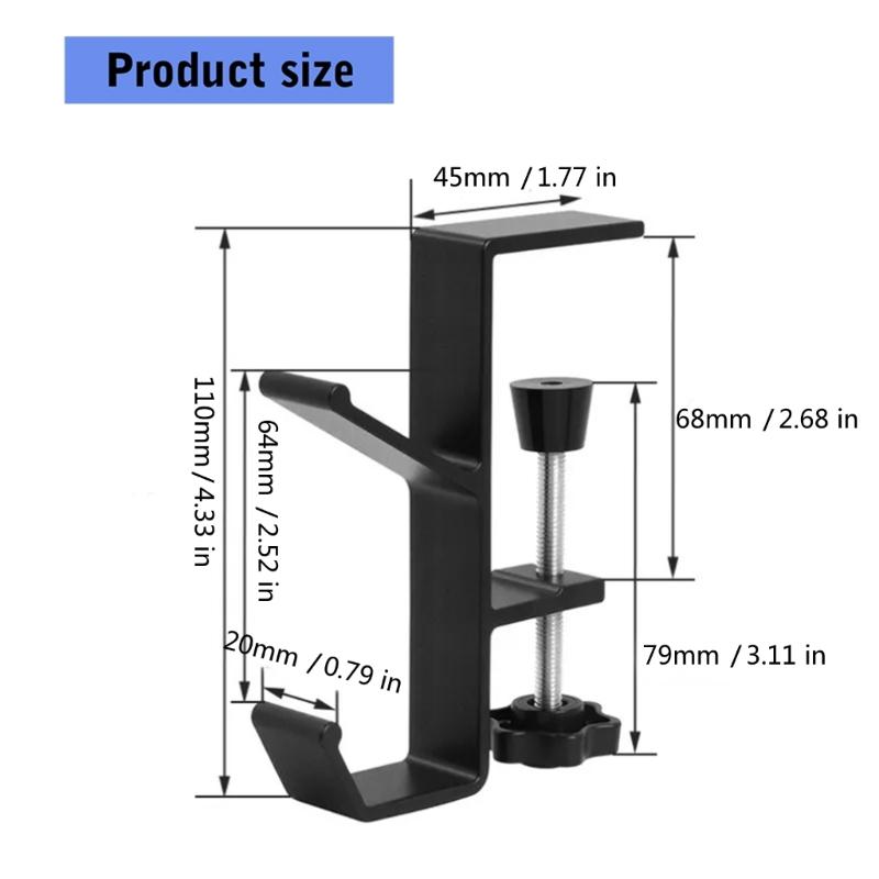 Adjustable Double Layer Aluminum Alloy Headphone Stand Wide Compatibility Easy Assembly For Desk Organization
