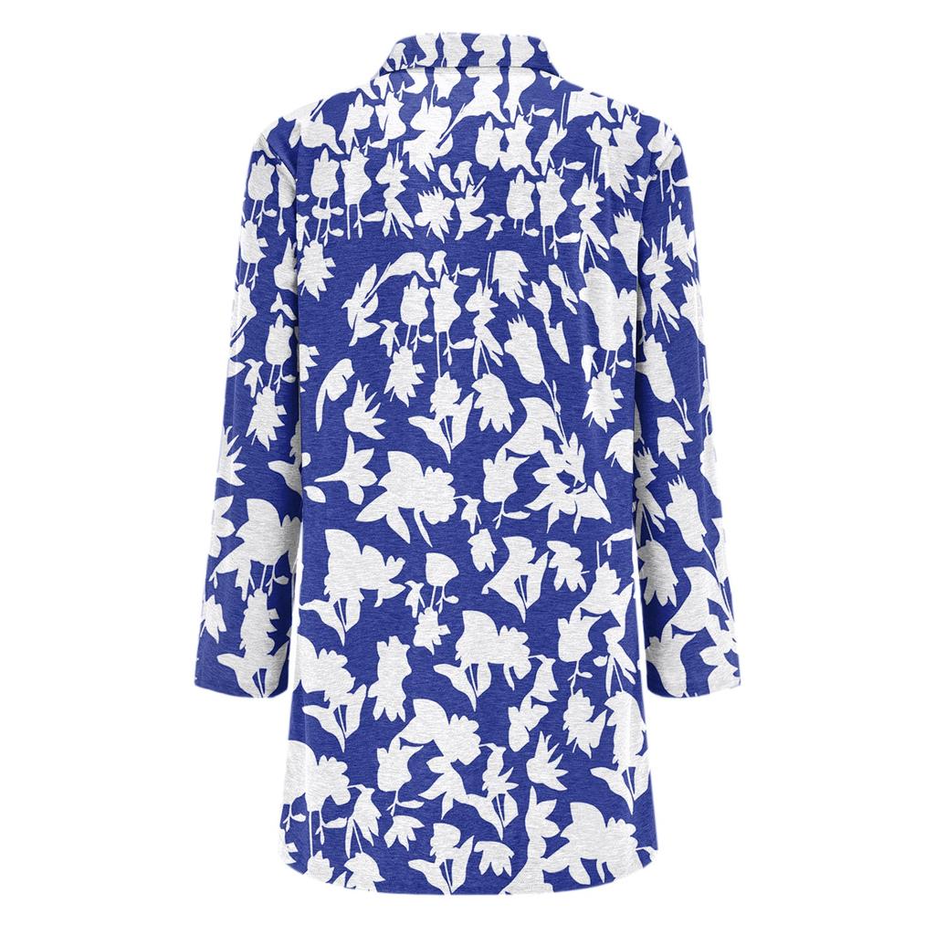 Women's Casual Fashion Printed Long-sleeved Mid-length Cardigan Jacket