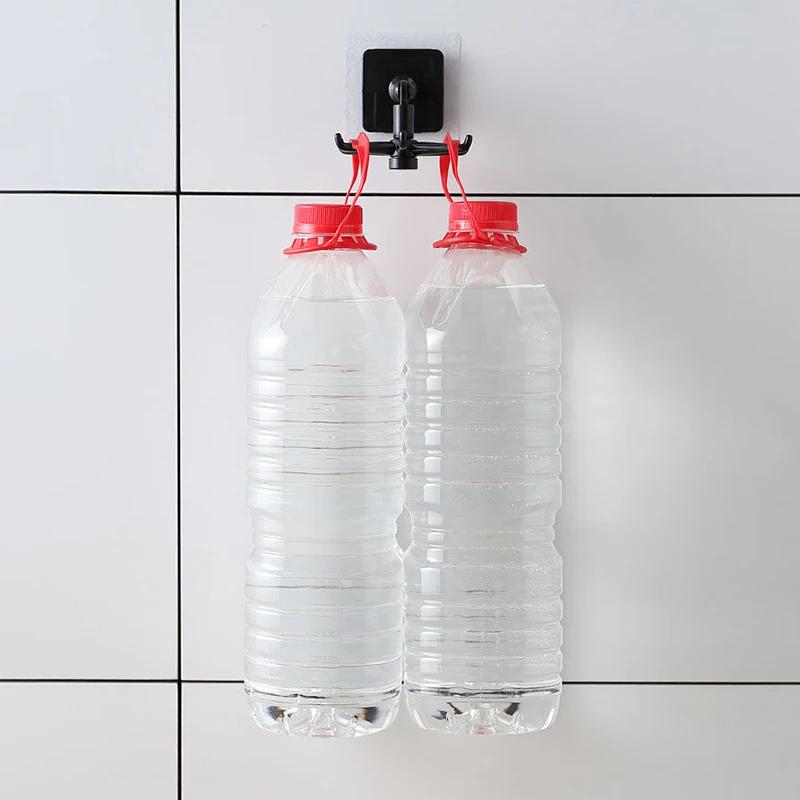 Self Adhesive Kitchen Hooks 360 Degrees Rotated 6 Hooks Home Wall Door Hook Handbag Clothes Ties Bag Hanger Hanging Rack Gadgets