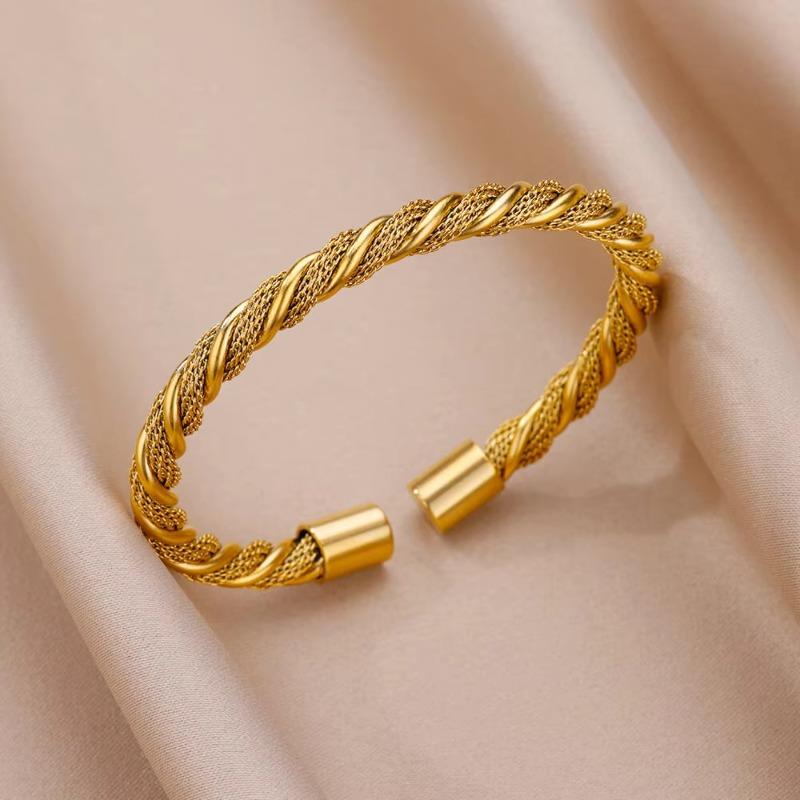 New Stainless Steel Golden Snake Bracelet Women's Wide Opening Fashion Jewelry Snake Shape